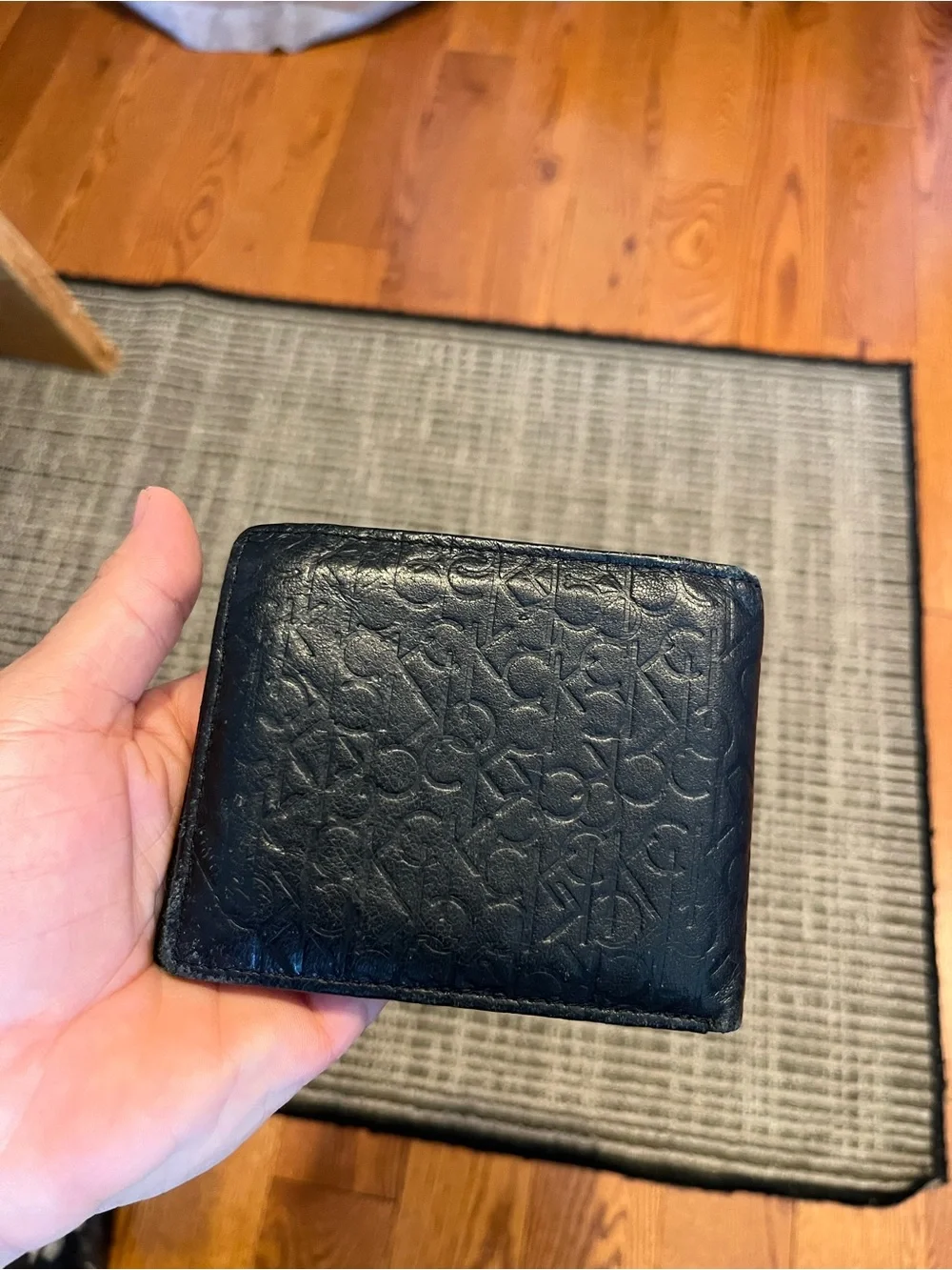 Calvin Klein Black Embossed Logo Leather Wallet